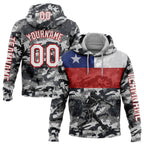 Custom Camo White-Red 3D Chile Chilean Flag Sports Pullover Sweatshirt Salute To Service Hoodie