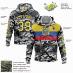 Custom Camo Yellow-Royal 3D Ecuador Ecuadorian Flag Sports Pullover Sweatshirt Salute To Service Hoodie