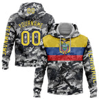 Custom Camo Yellow-Royal 3D Ecuador Ecuadorian Flag Sports Pullover Sweatshirt Salute To Service Hoodie