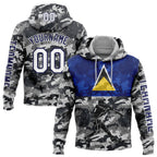 Custom Camo White-Navy 3D Saint Lucia Saint Lucian Flag Sports Pullover Sweatshirt Salute To Service Hoodie