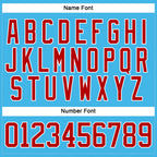 Custom Sky Blue Red-White Funny Christmas 3D Hockey Lace Neck Jersey