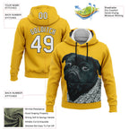 Custom Stitched Yellow White-Black 3D Pattern Design Pug Dog Sports Pullover Sweatshirt Hoodie