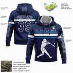 Custom Navy Blue-White 3D El Salvador El Salvadoran Flag Sports Pullover Sweatshirt Hoodie