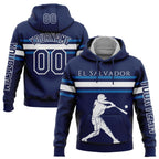Custom Navy Blue-White 3D El Salvador El Salvadoran Flag Sports Pullover Sweatshirt Hoodie