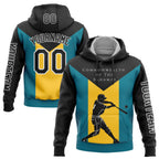 Custom Black Teal-Gold 3D Bahamas Bahamian Flag Sports Pullover Sweatshirt Hoodie