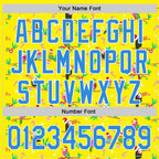 Custom Light Yellow Electric Blue-White 3D Funny Christmas Authentic Baseball Jersey