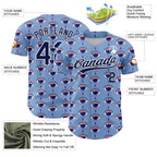 Custom Light Blue Navy-White 3D Pattern Design Evil Eyes Authentic Baseball Jersey