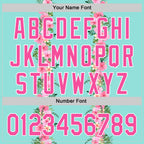 Custom Ice Blue Pink-White 3D Tropical Hawaii Jungle Leaves And Flower Authentic Baseball Jersey