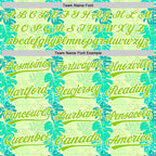 Custom Pea Green Neon Green-White 3D Tropical Hawaii Jungle Leaves Authentic Baseball Jersey