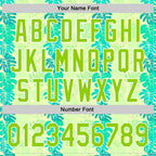 Custom Pea Green Neon Green-White 3D Tropical Hawaii Jungle Leaves Authentic Baseball Jersey