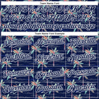 Custom Navy White 3D Hawaii Beach Tropical Palm Tree Authentic Baseball Jersey