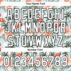 Custom Shadow Blue White-Black 3D Hawaii Tropical Palm Tree Flamingo Authentic Baseball Jersey