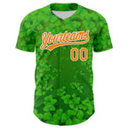 Custom Green Bay Orange-White 3D St. Patrick's Day Shamrock Authentic Baseball Jersey