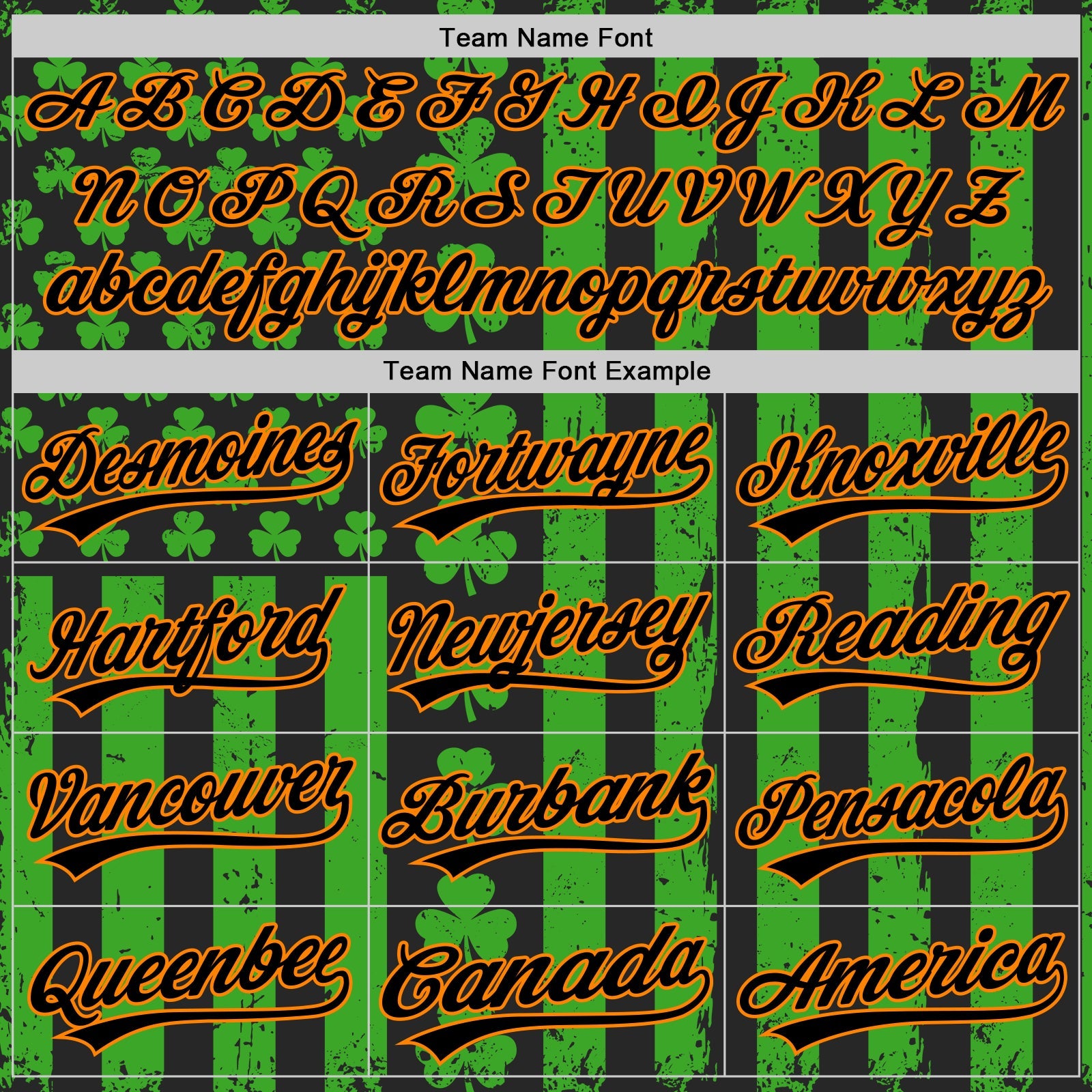 Custom Green Black-Bay Orange 3D St. Patrick's Day Shamrock Authentic Baseball Jersey