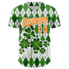 Custom White Bay Orange-Green 3D St. Patrick's Day Shamrock Authentic Baseball Jersey