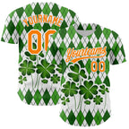 Custom White Bay Orange-Green 3D St. Patrick's Day Shamrock Authentic Baseball Jersey