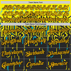 Custom Black Gold Light Yellow-Sky Blue 3D Esports Performance T-Shirt