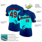 Custom US Navy Blue Red Ice Blue-Navy 3D Esports Performance T-Shirt