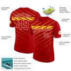 Custom Red Yellow-White 3D Esports Performance T-Shirt