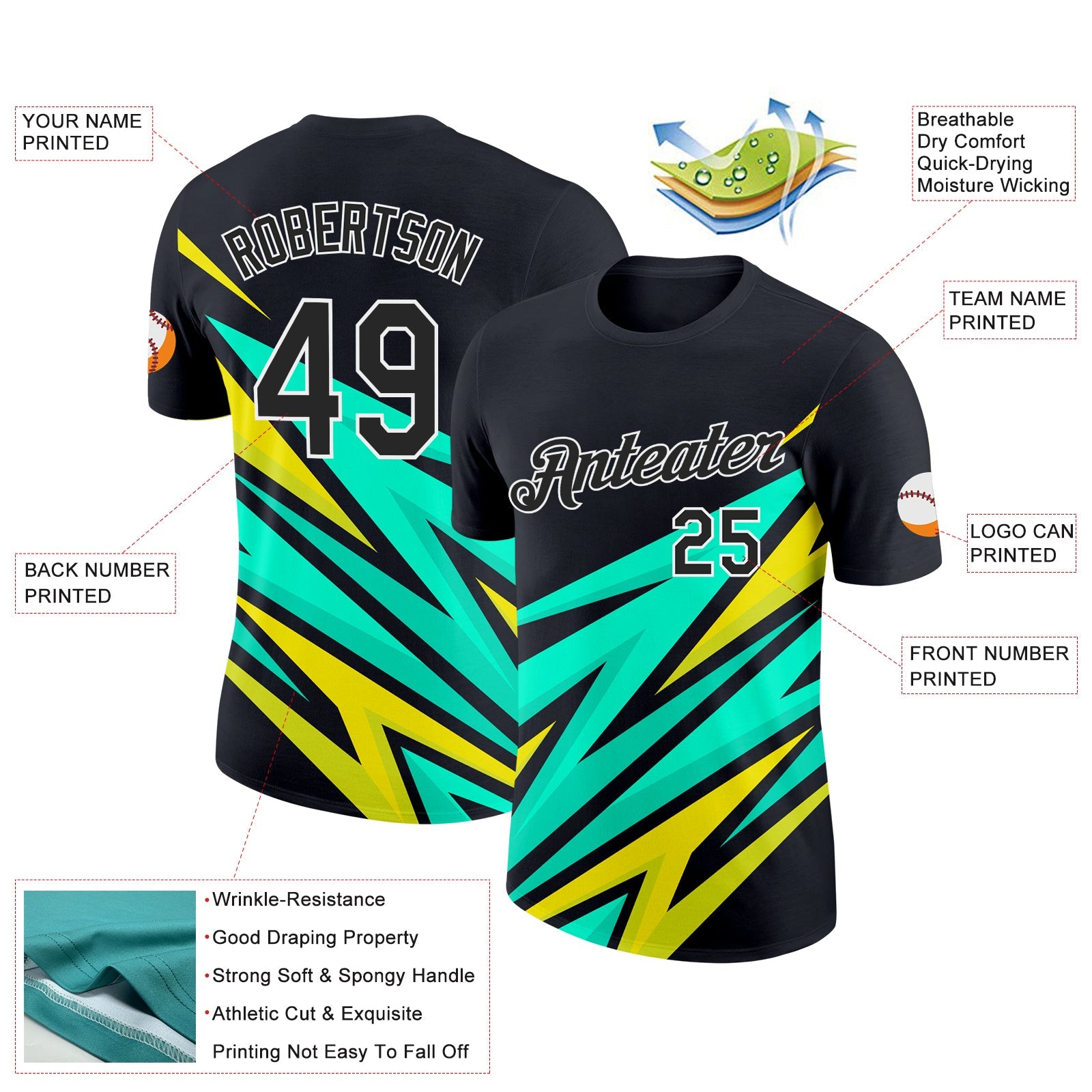 Custom Black Light Yellow-Neon Yellow 3D Esports Performance T-Shirt