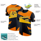 Custom Black Gold-Orange 3D Esports Performance T-Shirt