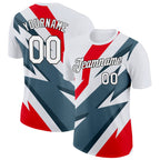 Custom White Fire Red Shadow Blue-Black 3D Esports Performance T-Shirt