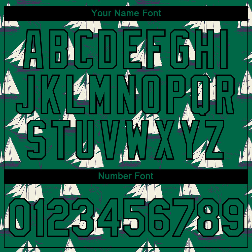 Custom Kelly Green Black 3D Pattern Design Sailing Ship Columbus Day Performance T-Shirt