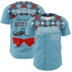 Custom Shadow Blue White 3D Pattern Design Father's Day Mustache Authentic Baseball Jersey