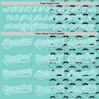 Custom Ice Blue White 3D Pattern Design Father's Day Mustache Authentic Baseball Jersey