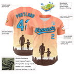 Custom Medium Pink Sky Blue-Black 3D Pattern Design Father's Day Family Love Authentic Baseball Jersey