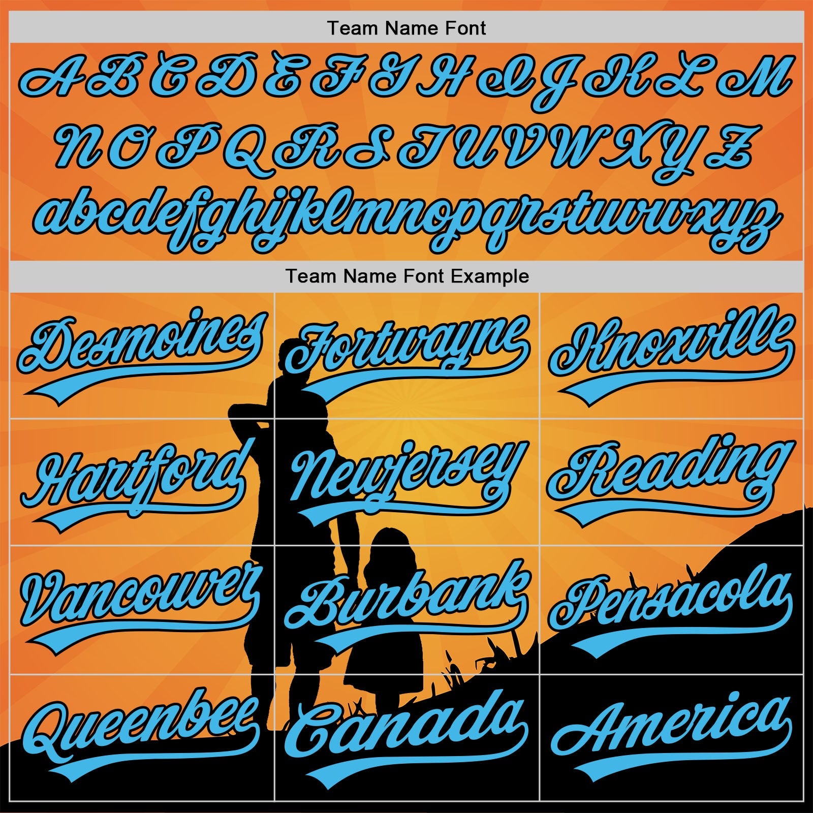 Custom Bay Orange Sky Blue-Black 3D Pattern Design Father's Day Family Love Authentic Baseball Jersey