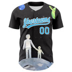 Custom Black Sky Blue-White 3D Pattern Design Father's Day Family Love Authentic Baseball Jersey