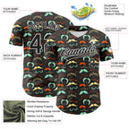 Custom Black White 3D Pattern Design Father's Day Mustache Authentic Baseball Jersey