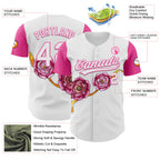 Custom White Pink 3D Pattern Design Mother's Day Flower Authentic Baseball Jersey