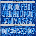 Custom Electric Blue White Comic Doodle Ballgame 3D Pattern Design Authentic Baseball Jersey