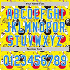 Custom Light Yellow Electric Blue-White Comic Doodle Ballgame 3D Pattern Design Authentic Baseball Jersey