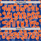 Custom Royal Orange-White Comic Doodle Ballgame 3D Pattern Design Authentic Baseball Jersey