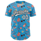Custom Sky Blue White-Black 3D Hawaii Beach Authentic Baseball Jersey