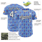 Custom Light Blue White-Black 3D Hawaii Tropical Palm Tree And Cactus Authentic Baseball Jersey