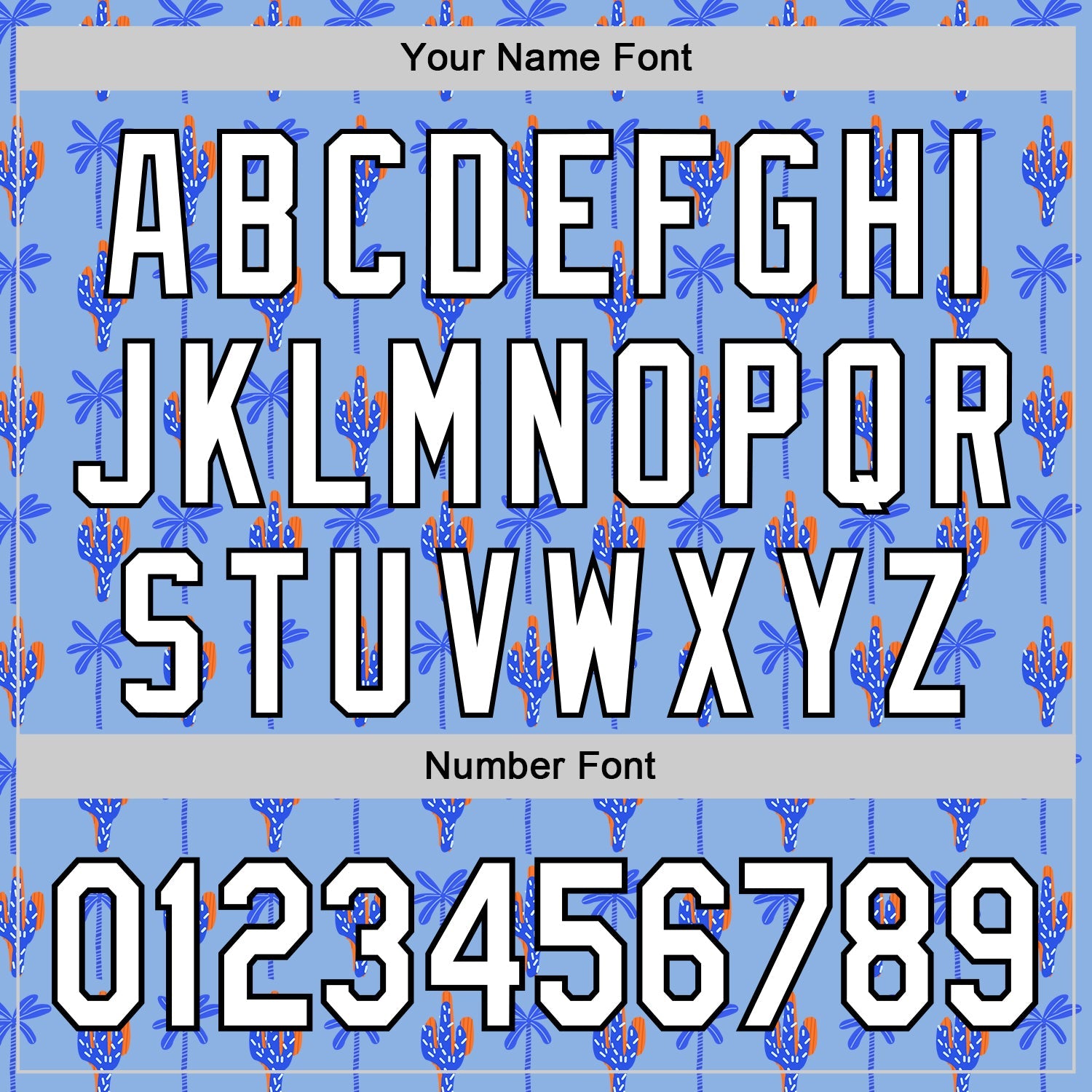 Custom Light Blue White-Black 3D Hawaii Tropical Palm Tree And Cactus Authentic Baseball Jersey