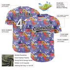 Custom Light Purple White-Black 3D Hawaii Beach Seabird Authentic Baseball Jersey