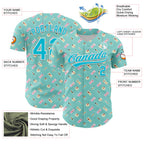 Custom Ice Blue Lakes Blue-White 3D Hawaii Beach Holiday Authentic Baseball Jersey