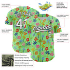 Custom Pea Green White-Black 3D Hawaii Tropical Palm Tree And Flower Authentic Baseball Jersey
