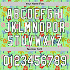 Custom Pea Green White-Black 3D Hawaii Tropical Palm Tree And Flower Authentic Baseball Jersey