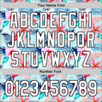 Custom Ice Blue White-Black 3D Hawaii Tropical Palm Leaves And Flower Authentic Baseball Jersey