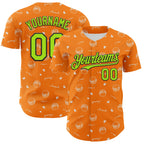 Custom Bay Orange Neon Green-Black 3D Pattern Design Foodie Fast Food Burger Authentic Baseball Jersey