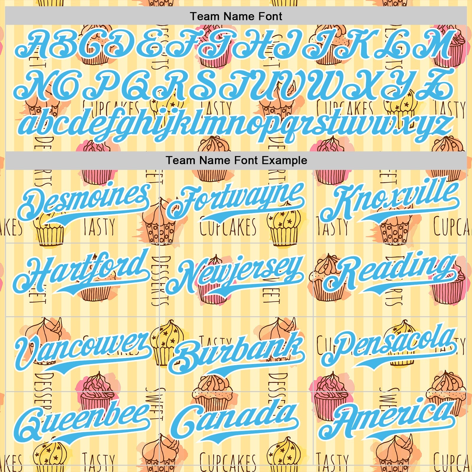 Custom Yellow Sky Blue-White 3D Pattern Design Foodie Food Dessert Cupcake Authentic Baseball Jersey