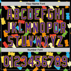 Custom Black Purple-Yellow 3D Pattern Design Foodie Food Snack Gummy Bear Authentic Baseball Jersey