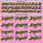 Custom Pink Black-Neon Green 3D Pattern Design Funny Cartoon Flower And Sun Authentic Baseball Jersey