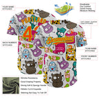 Custom White Orange-Neon Green 3D Pattern Design Funny Cartoon Monster Authentic Baseball Jersey